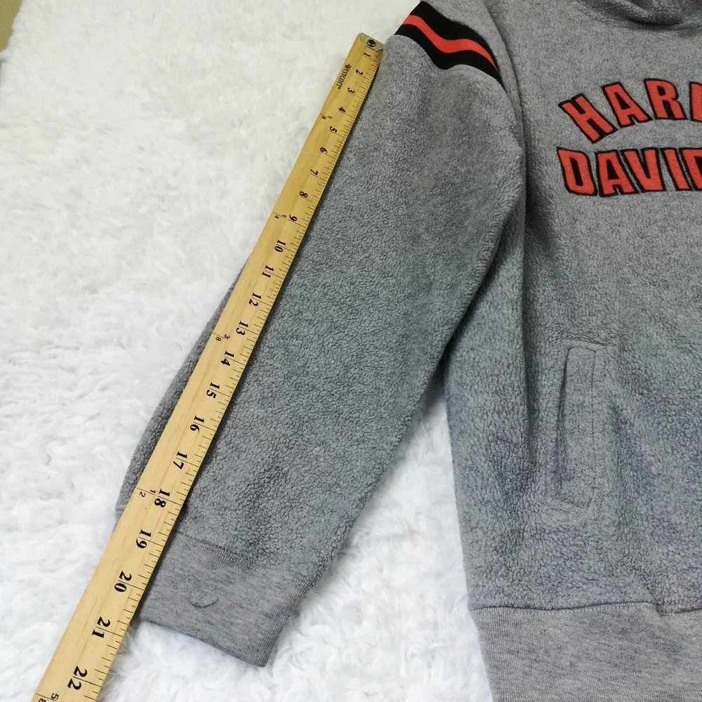 Harley Davidson Youth Sweatshirt Fleece Pullover Gray Orange Embroidered L 16-18